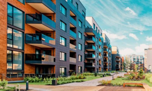 Europe modern complex of residential buildings. And outdoor facilities.